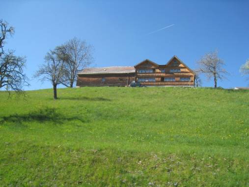 Rehetobel AR, Appenzellerhaus mit Scheune